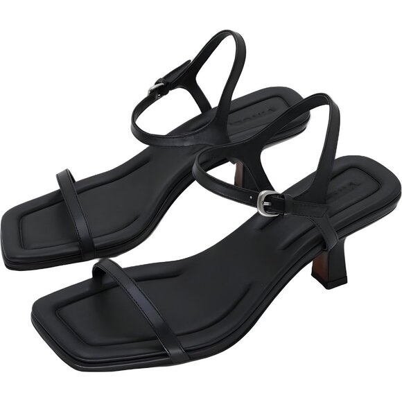 Vince Coco Leather Heeled Sandals Black Womens Dress Strappy US 8.5 EU 39 - Picture 2 of 6